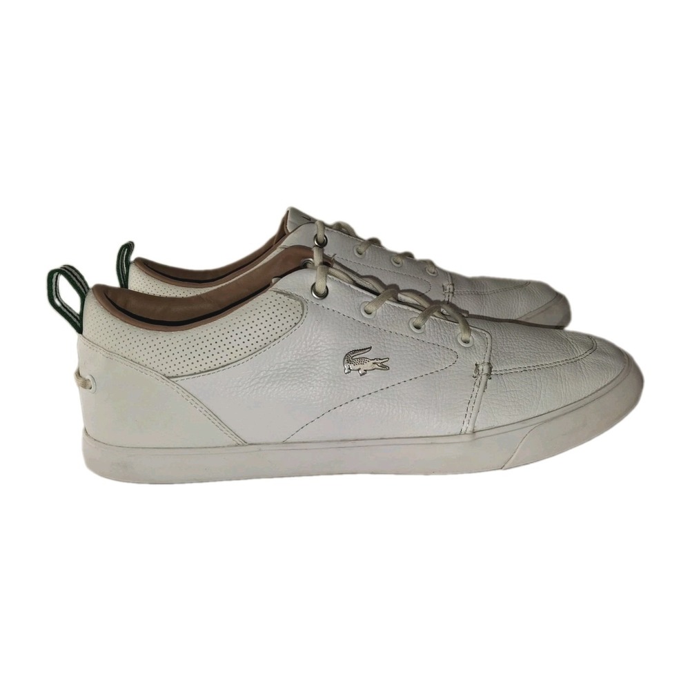 Lacoste Bayliss 119 1 U Men's Size 10.5 US All White Leather Lace-Up Sneakers